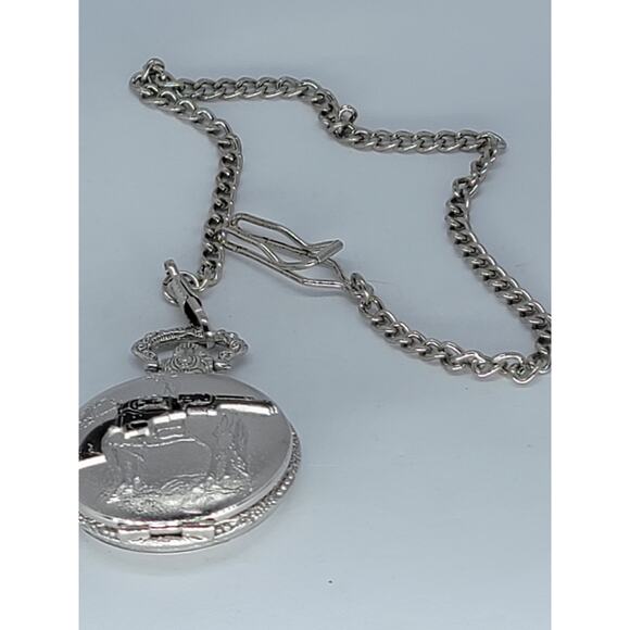 Samuel Colt 1836 Commemoration of The First Revolver Pocket Watch Silver Finish - Picture 4 of 4